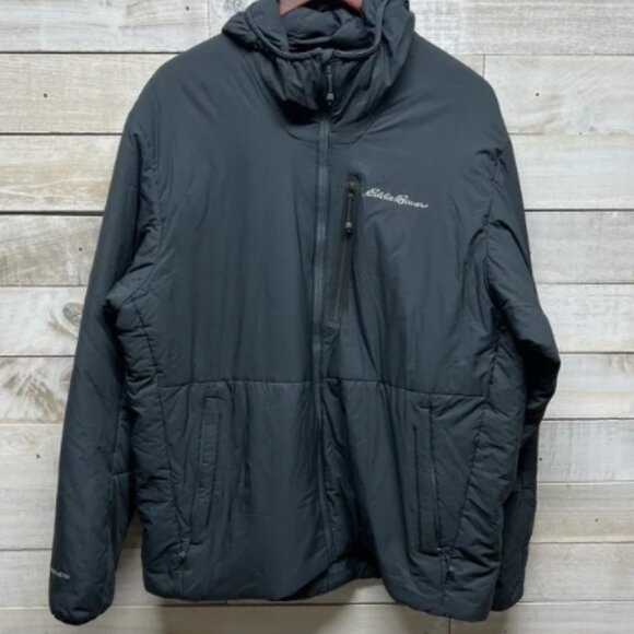 Eddie Bauer EverTherm Downdraft Hooded Jacket Mens 2XL Gray Thindown Packable - Picture 1 of 13